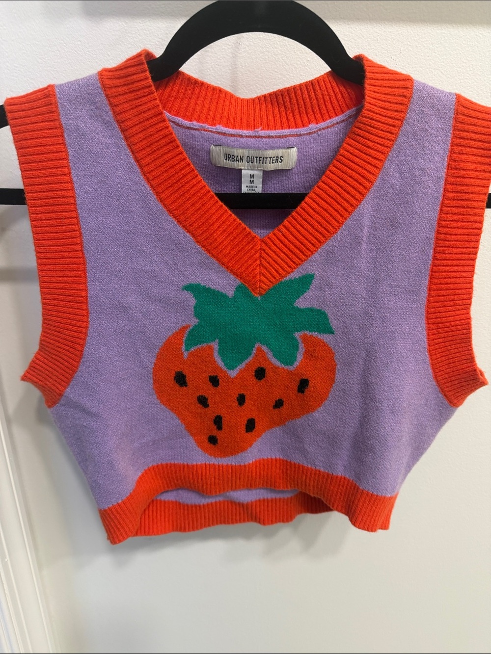 Strawberry cropped sweater vest